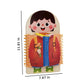 BusyTots quiet book – playful fine motor activity shaped like a child, measuring 11.81 x 7.87 inches, ideal for travel and independent learning.