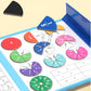 Magnetic fraction circles being arranged by hand – explore fractions like 1/2, 1/4, 1/5 and more with colourful, hands-on tiles from the FractionHero learning set.