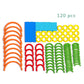 ShapeCraft set with 120 colourful wooden pieces including rings, sticks and curves arranged by shape and colour